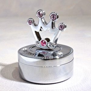 Cutiuta Argintata Prima Suvita Crown Cristale Swarovski Fetita1