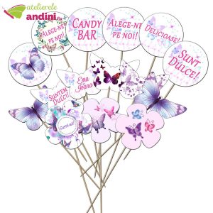 decoratiuni candy bar set 15 bucati butterflies1