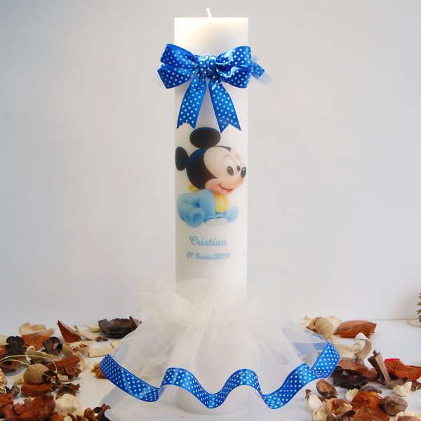 lumanare personalizata botez mickey mouse dots1