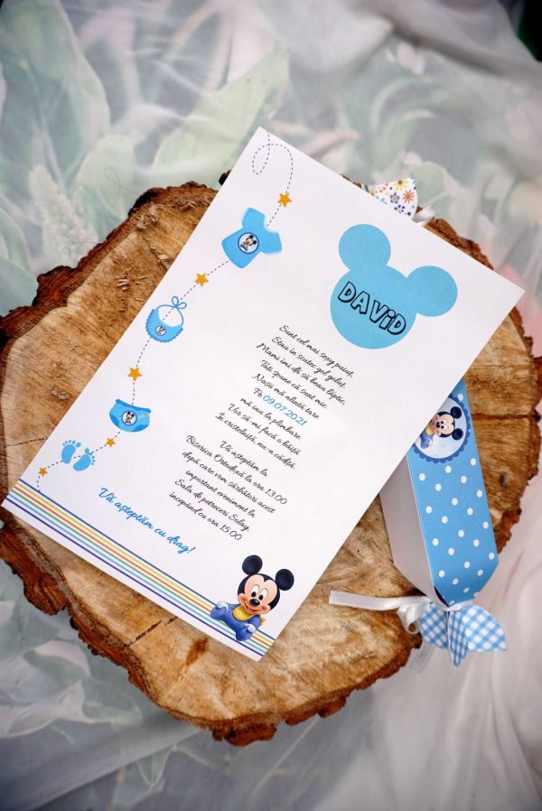 Invitație Botez Mickey Blue Candy 1