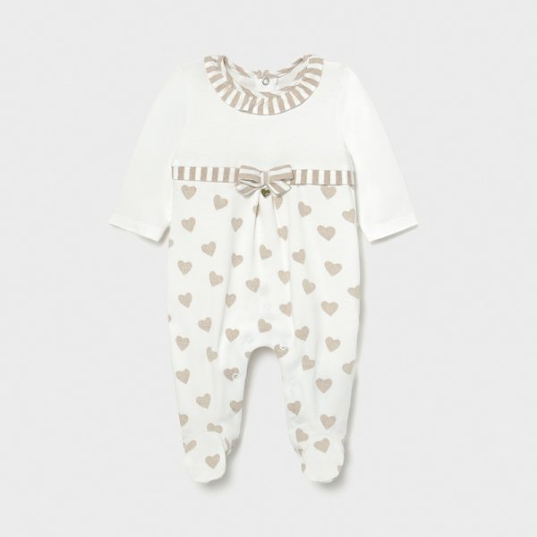 pijama fetita white cream hearts 2