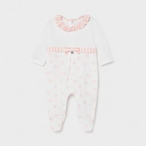 pijama fetita white pink hearts