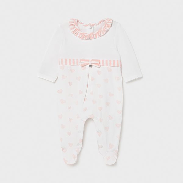 pijama fetita white pink hearts