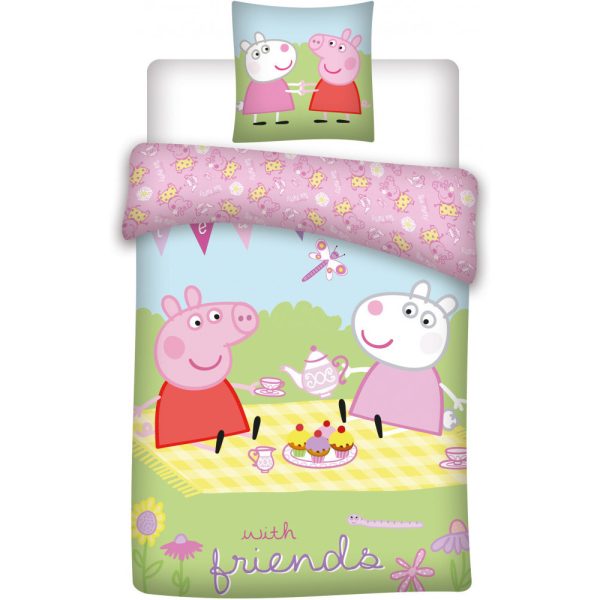 6701 5191147 1 Set lenjerie pat copii Peppa Pig with Friends 100x135   40x60 SunCity BRM000971 B3406701