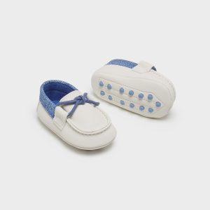 Mocasini Baby Alb Bleu