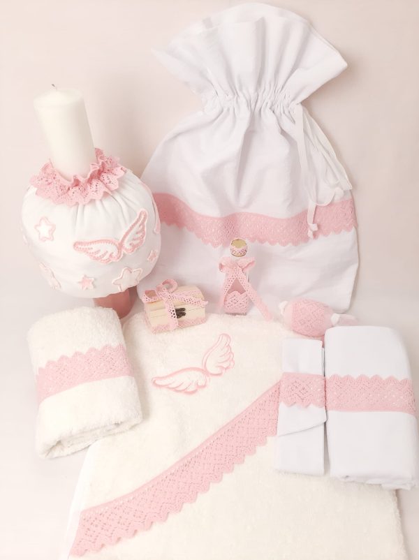 Set Lumânare +Trusou Complet Pink Angel Wings 8 piese