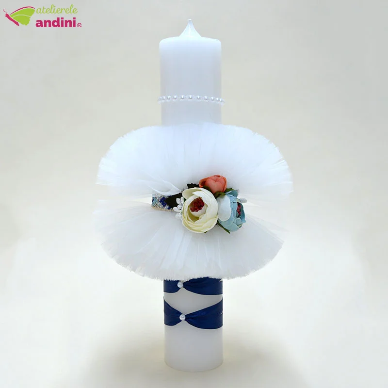 Lumanare Botez Simple Flowers1