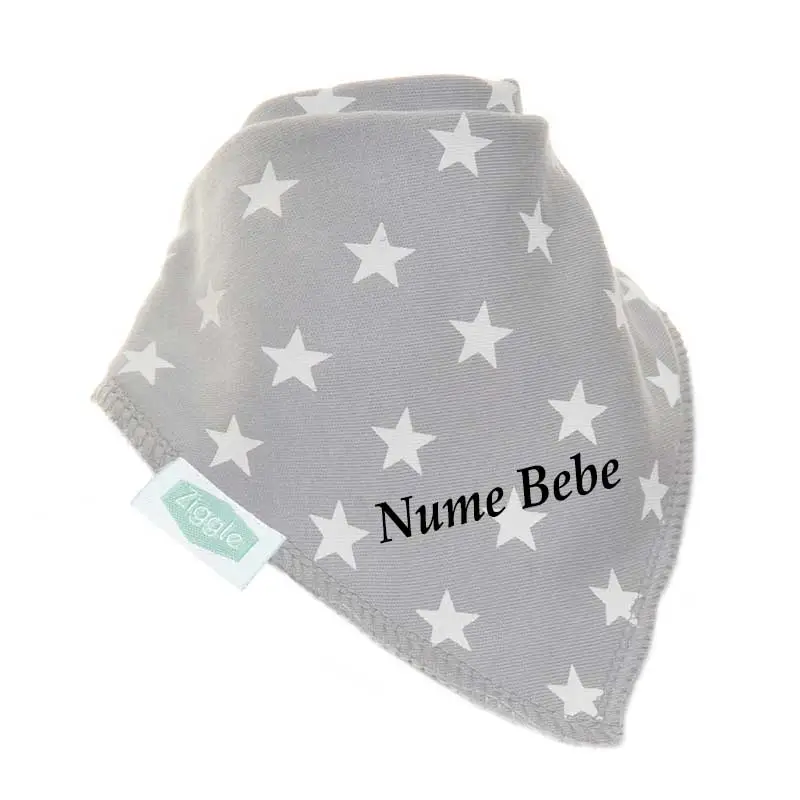 Bavetica Bebe Personalizata Grey White Stars1 Bavetica Bebe Personalizata Grey White Stars1