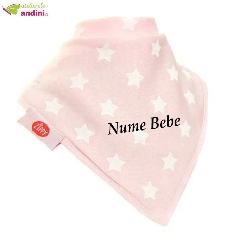 Bavetica Bebe Personalizata Pink White Stars1 Bavetica Bebe Personalizata Pink White Stars1