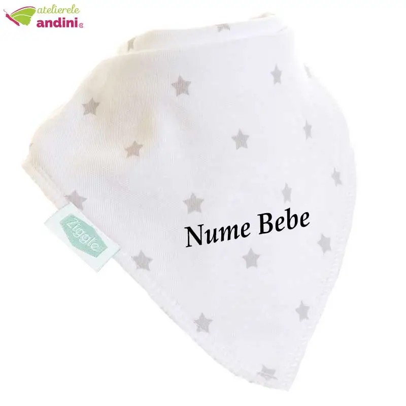 Bavetica Bebe Personalizata White Grey Stars1 Bavetica Bebe Personalizata White Grey Stars1