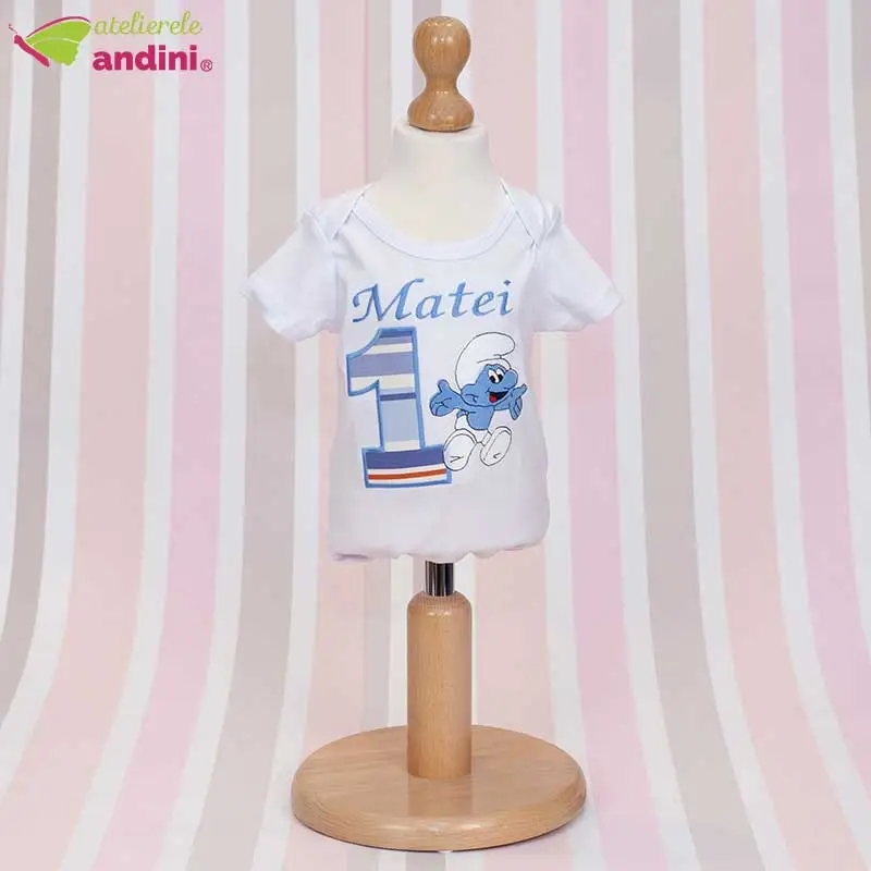 Body Botez Happy Smurf Bleu1