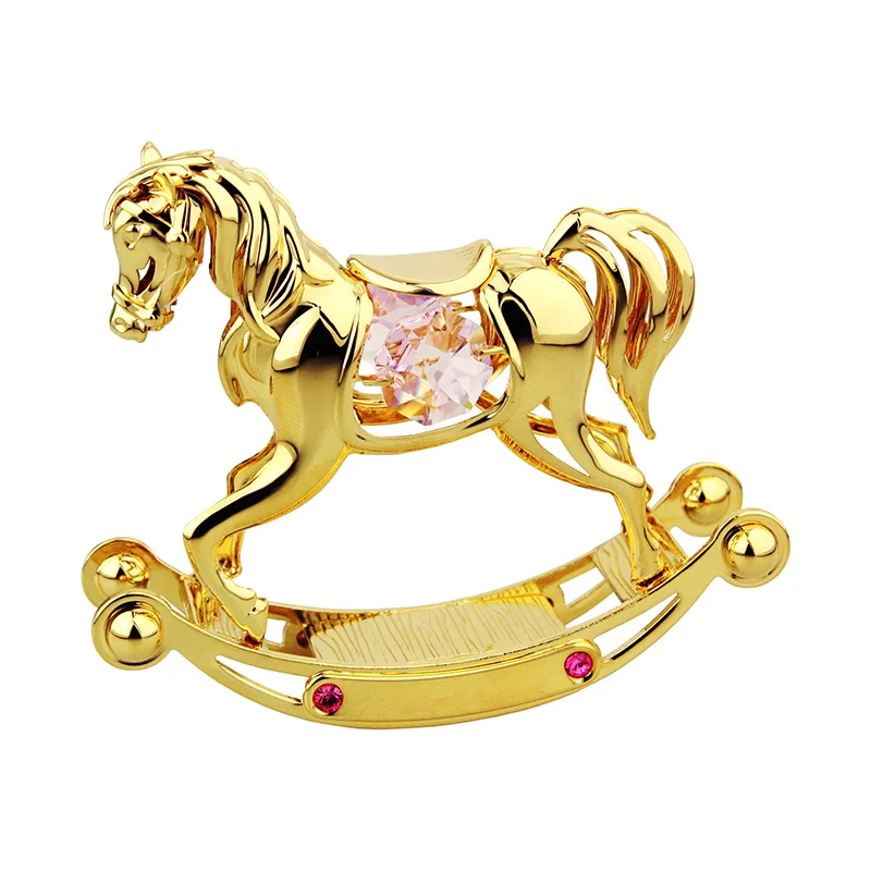 Decoratiune Calut Placat cu Aur Cristale Swarovski Roz1 Decoratiune Calut Placat cu Aur Cristale Swarovski Roz1