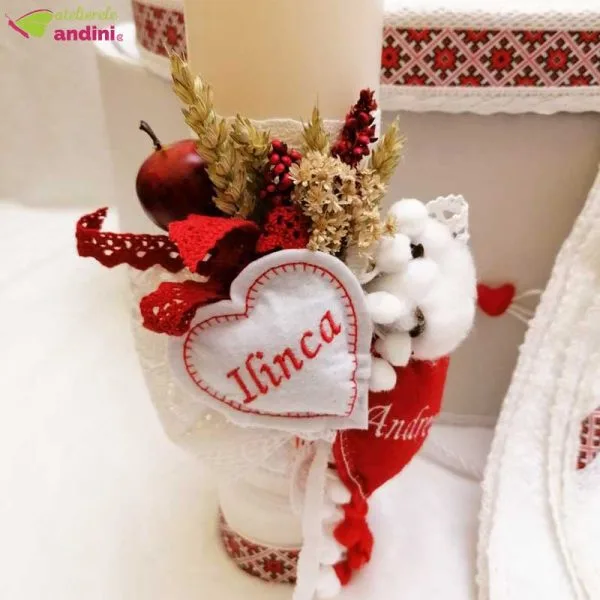 Lumanare Botez Traditional Hearts2