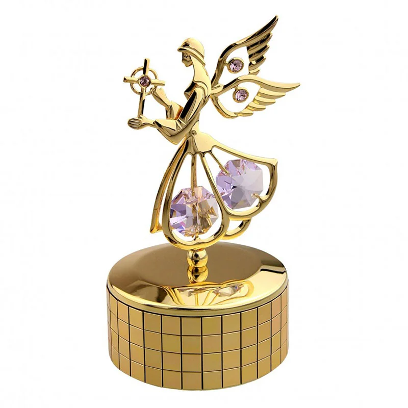 Carusel Muzical Ingeras Auriu Cristale Swarovski Mov1