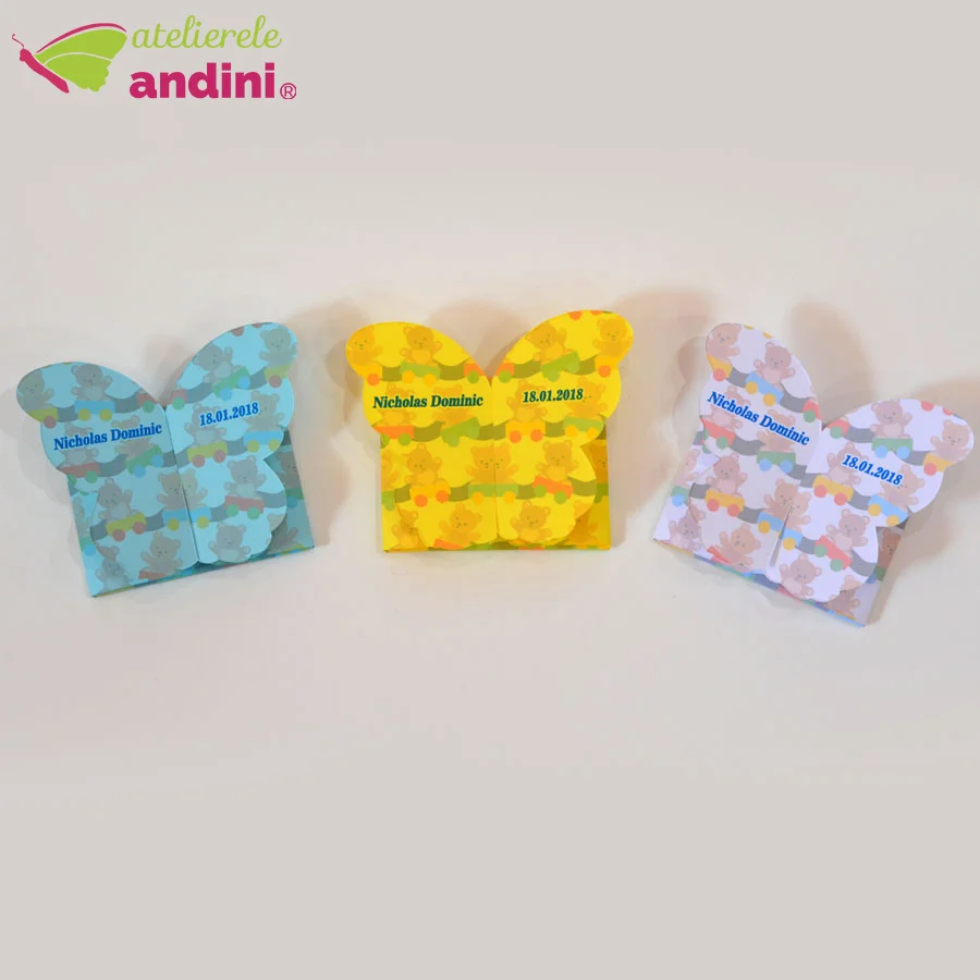 cutiuta personalizata pentru marturie magnet botez fluturas10
