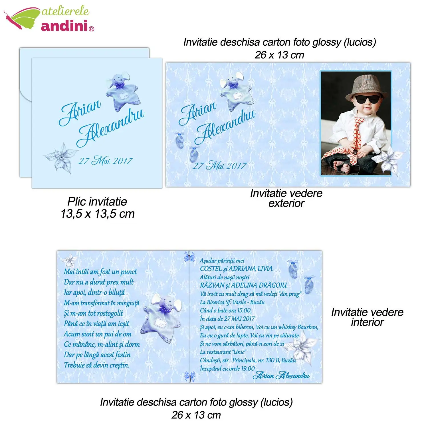 invitatii botez personalizate plic10 invitatii botez personalizate plic10