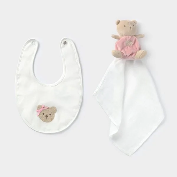 Set jucărie Pluș Pink Bunny și bavetică