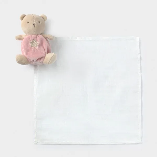 Set jucărie Pluș Pink Bunny și bavetică  2