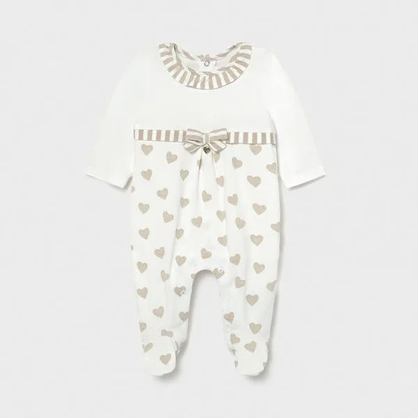 pijama fetita white cream hearts 2