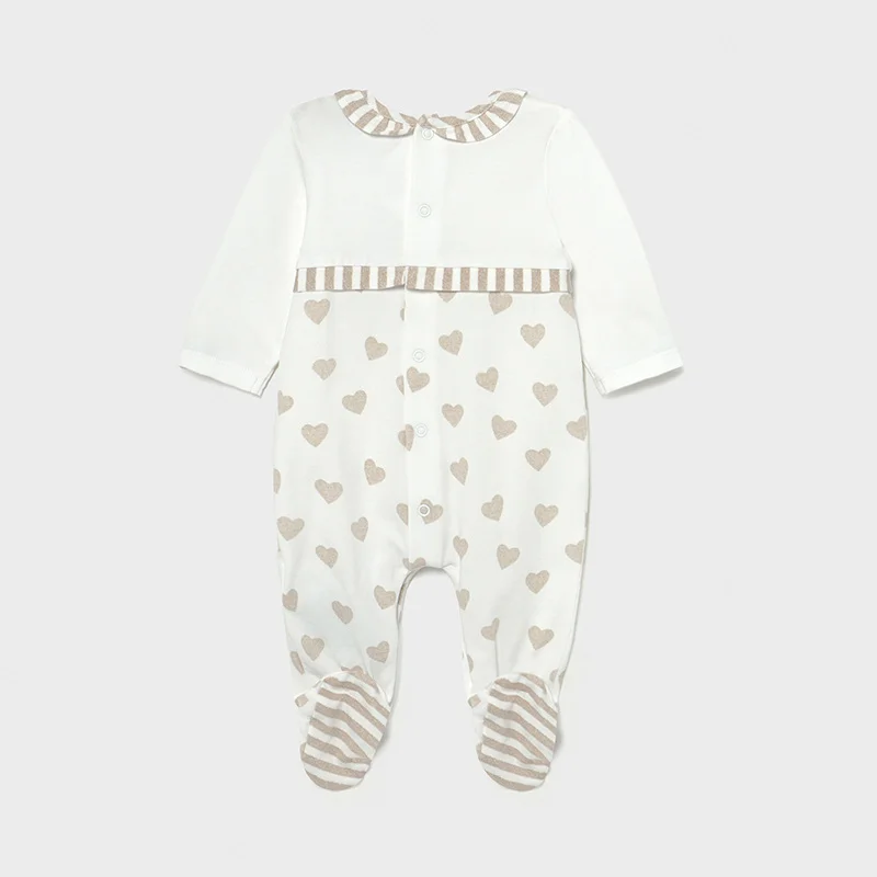 pijama fetita white cream hearts 3