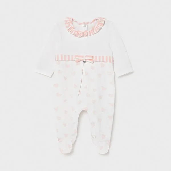 pijama fetita white pink hearts