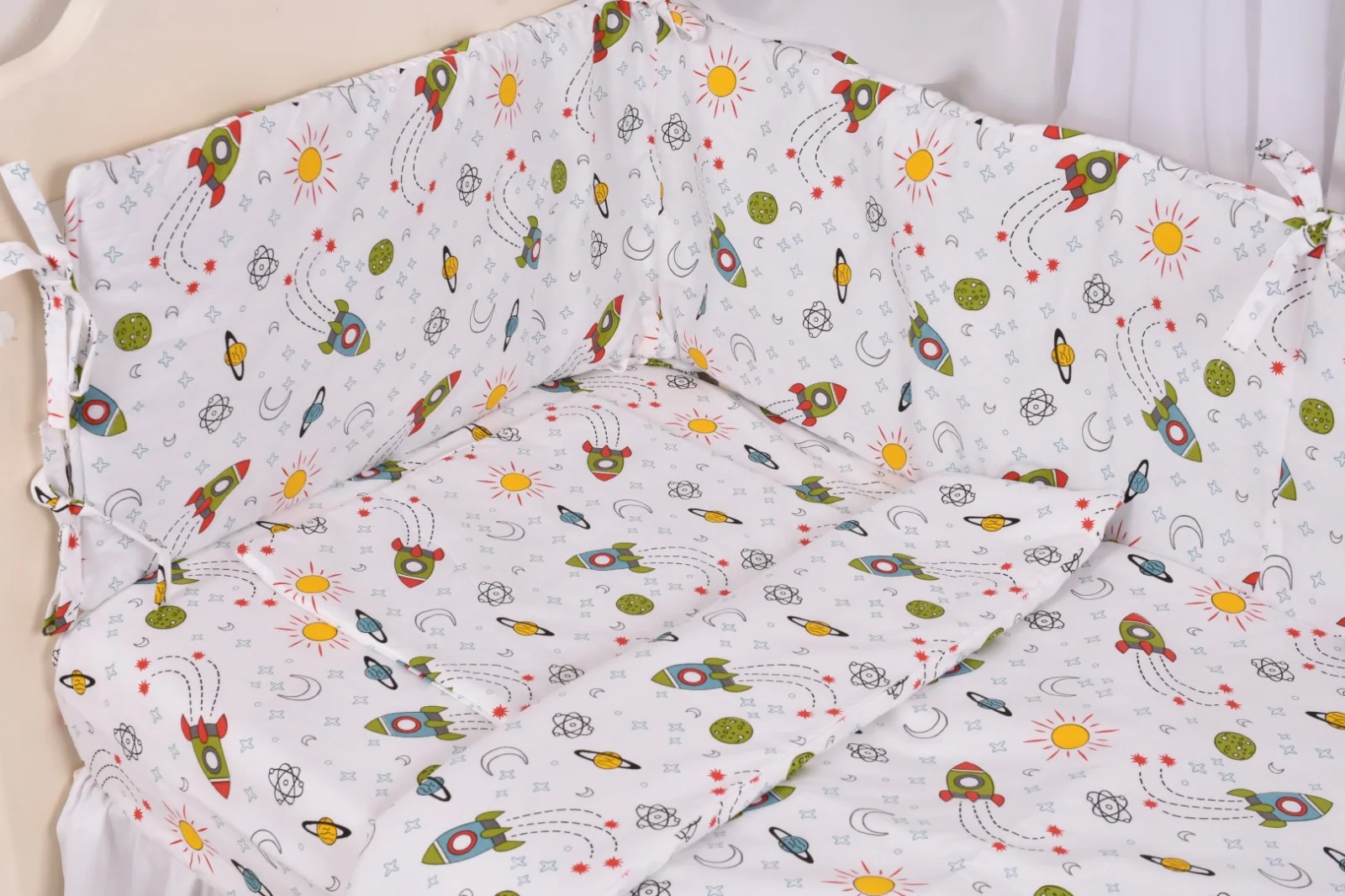 set complet lenjerie si aparatori patut model rachete 128 7967 set complet lenjerie si aparatori patut model rachete 128 7967