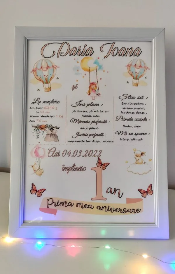 Ramă Foto A4 Personalizată - Aniversare 1 An