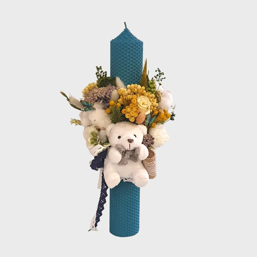 Lumânare Botez Ceară Naturală Cotton Bear