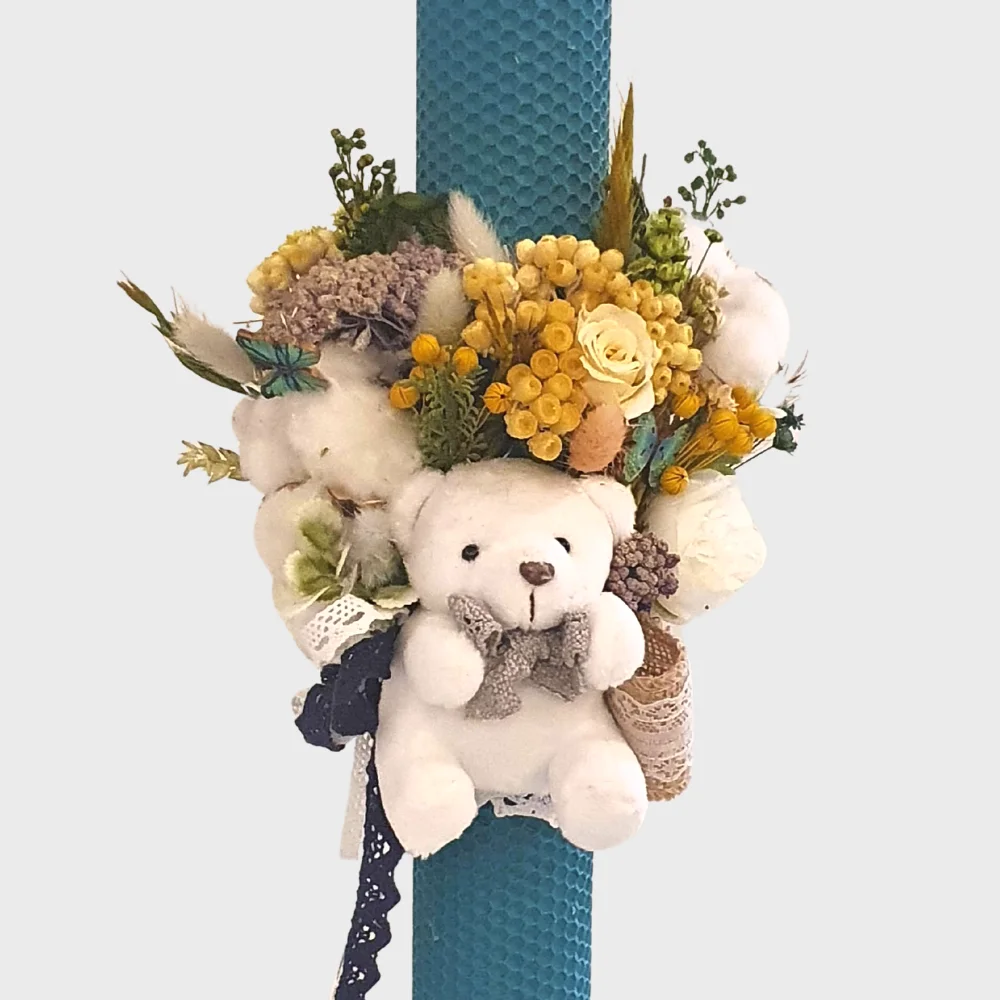 Lumânare Botez Ceară Naturală Cotton Bear_1