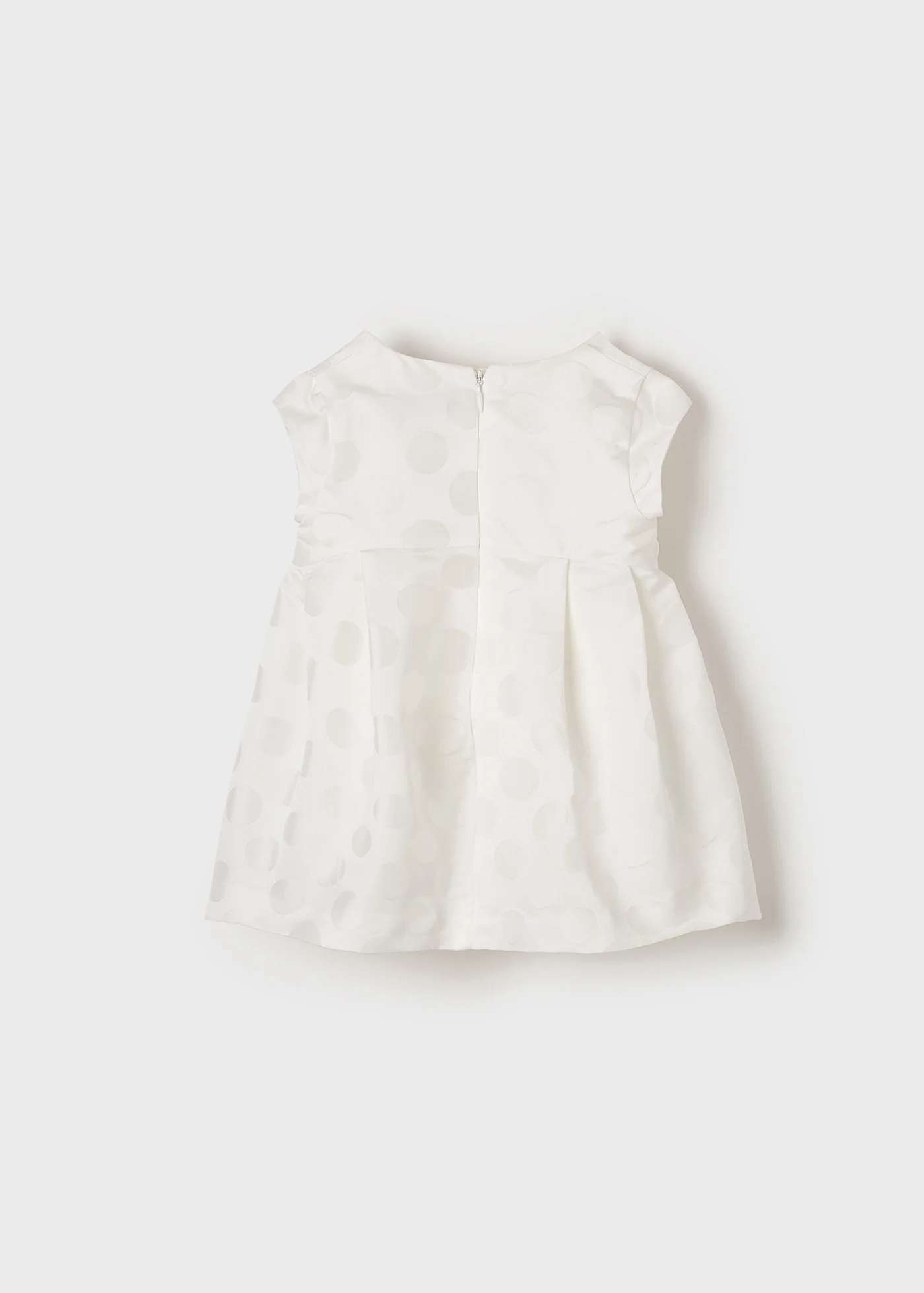 Rochiță Botez Jacquard Albă cu buline_2