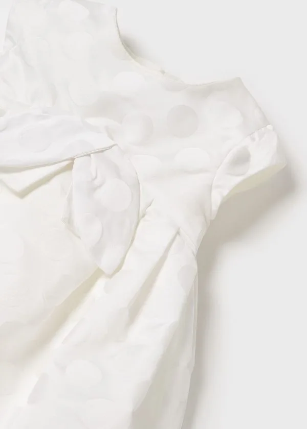 Rochiță Botez Jacquard Albă cu buline_1