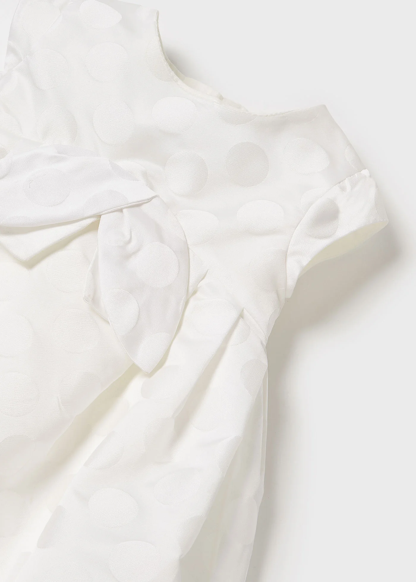 Rochiță Botez Jacquard Albă cu buline_1