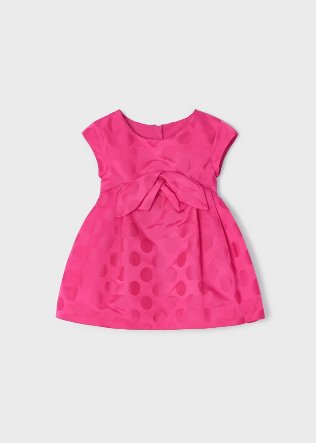 Rochiță Botez Jacquard Fucsia cu buline