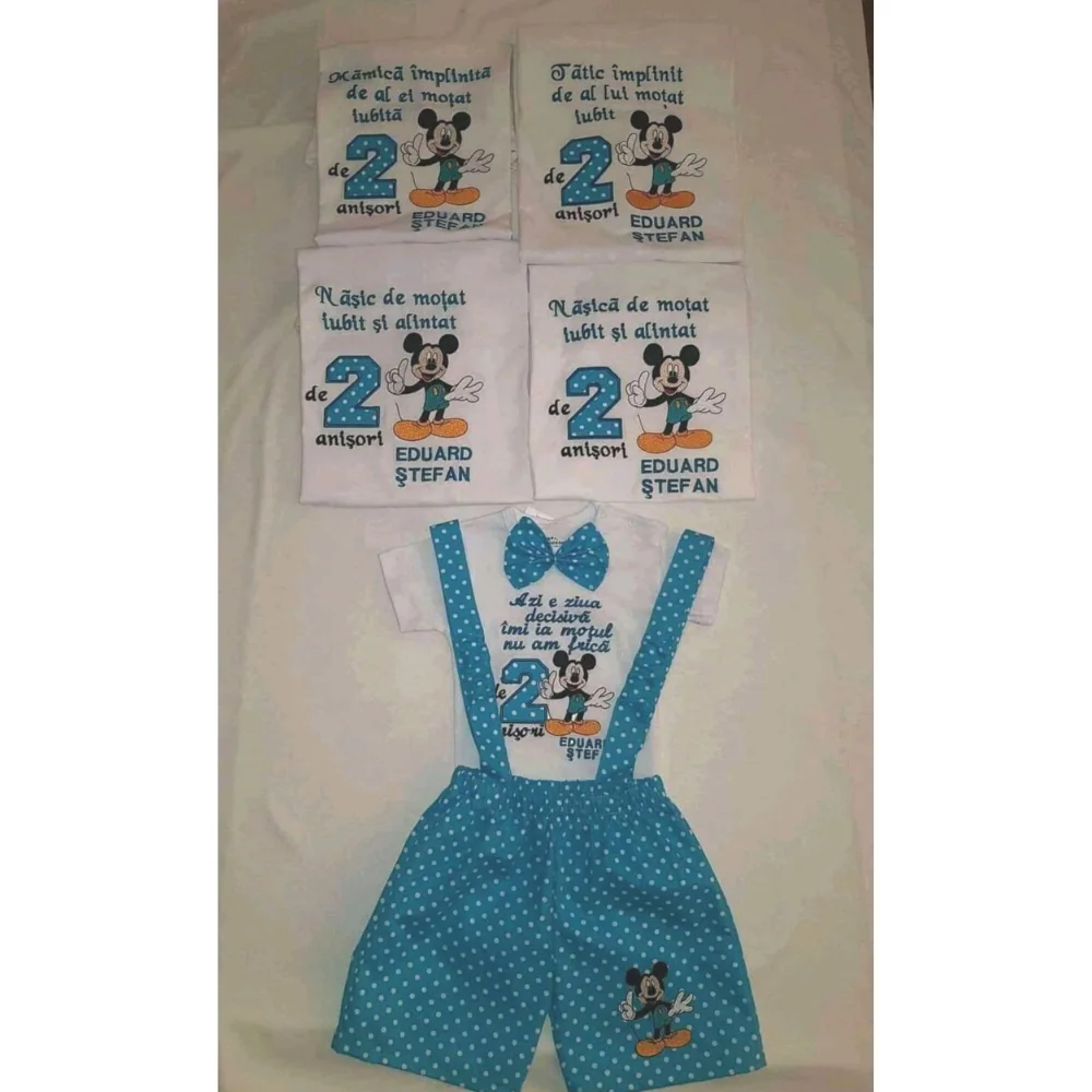 Set Aniversar 1 An Baieți - Mickey + 4 tricouri