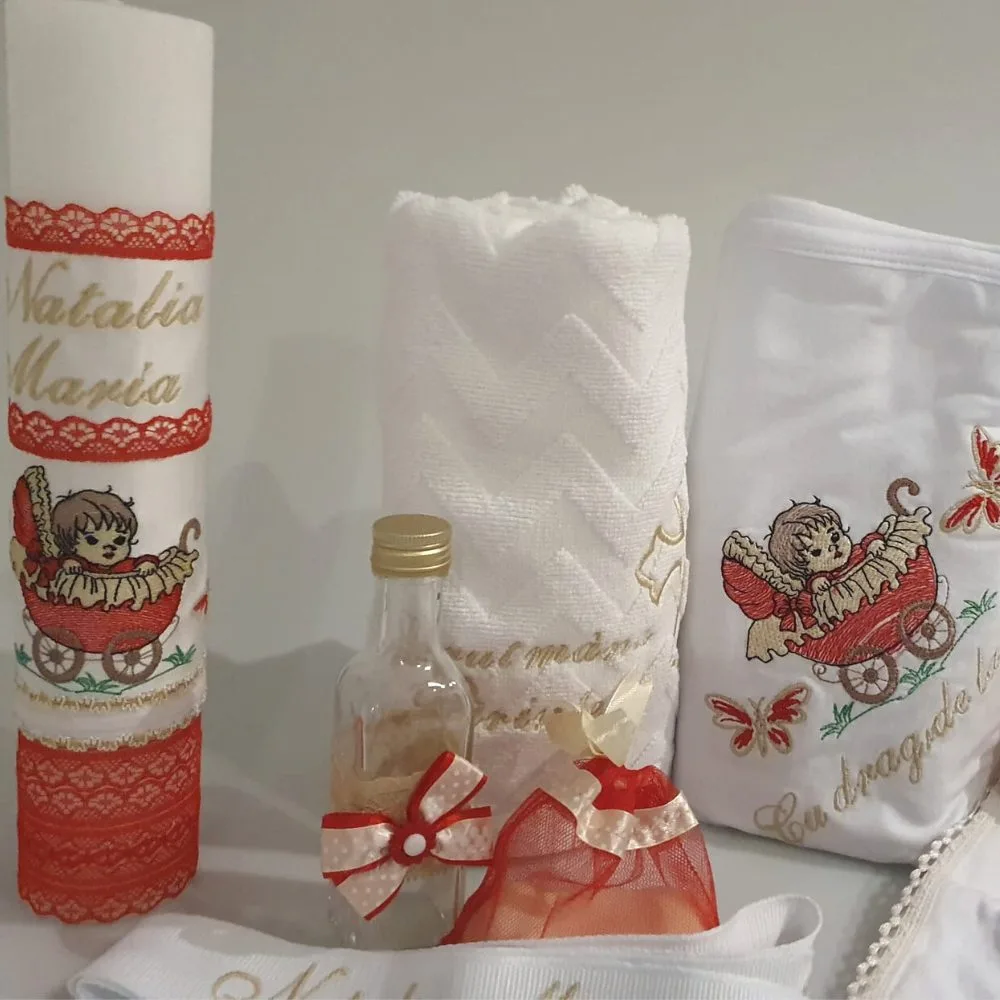 Set Complet Lumânare si Trusou Botez Fetiță Dragă