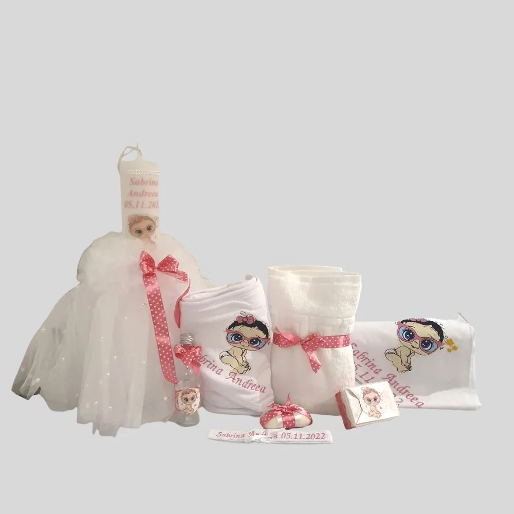Set Lumânare + Trusou Botez Baby Boss Girl