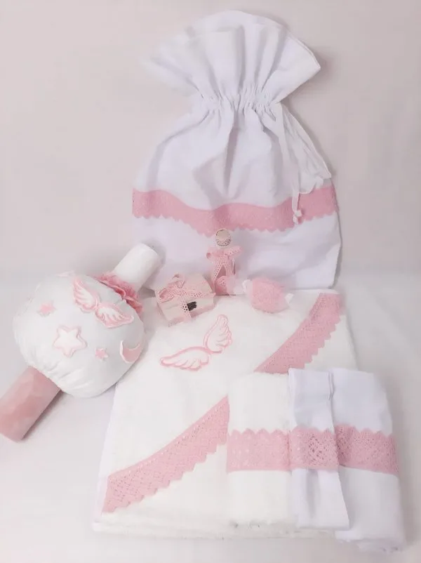 Set Lumânare +Trusou Complet Pink Angel Wings 8 piese