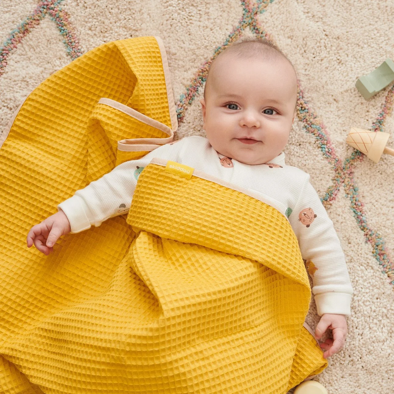 paturica-si-prosop-2-in-1-nou-nascut-teppi-skiddou-100-bumbac-galben9978