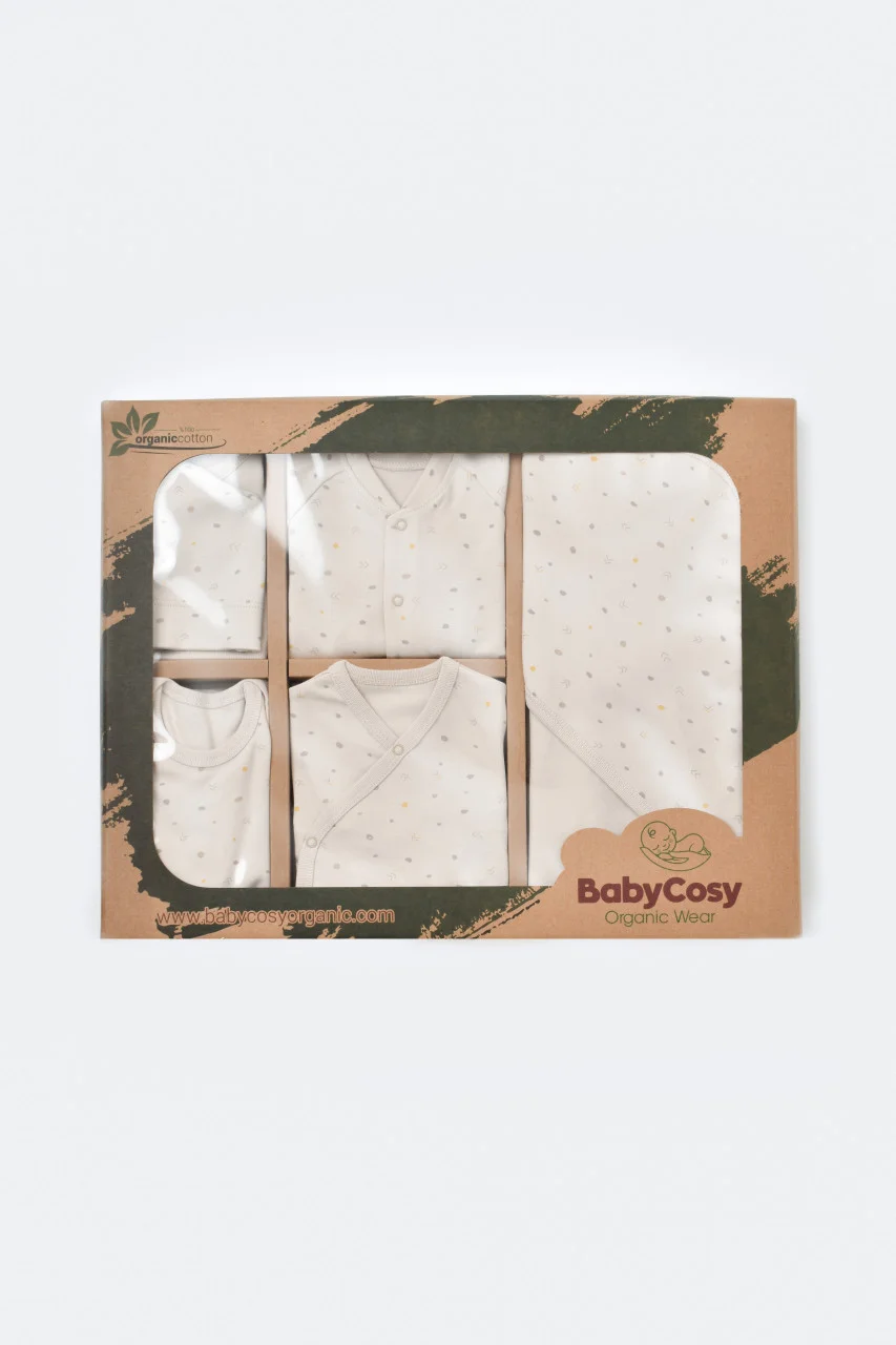 set-de-10-piese-pentru-nou-nascut-100-bumbac-organic-crem-cu-buline7379