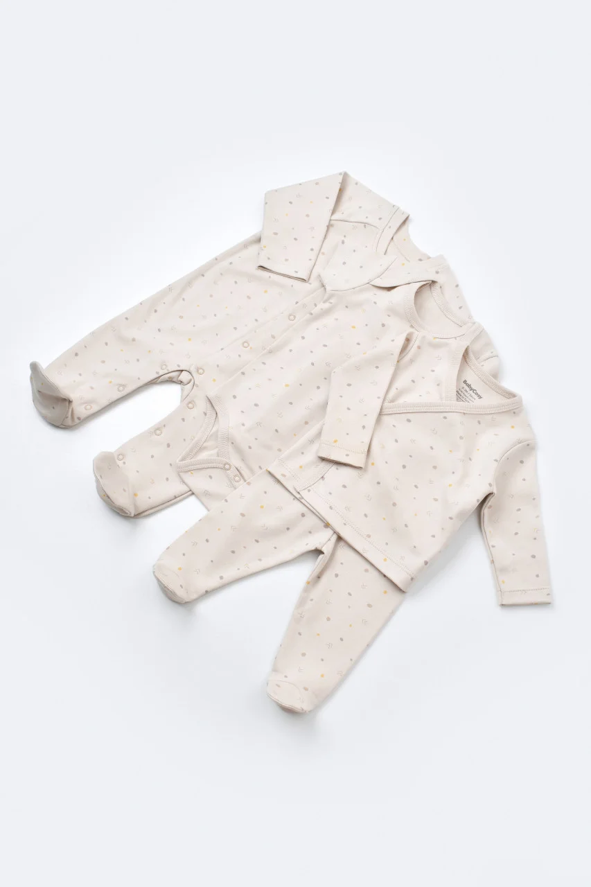 set-de-10-piese-pentru-nou-nascut-100-bumbac-organic-crem-cu-buline7398