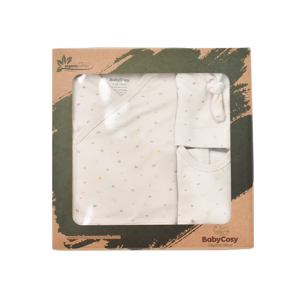 set-de-5-piese-pentru-nou-nascut-100-bumbac-organic-crem-cu-buline7381