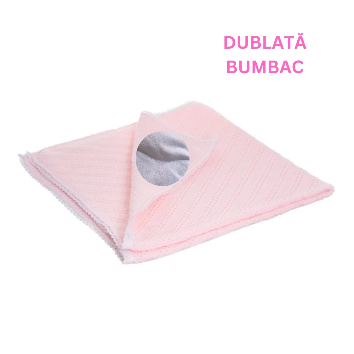 Păturică Elegant Pink dublată cu Bumbac