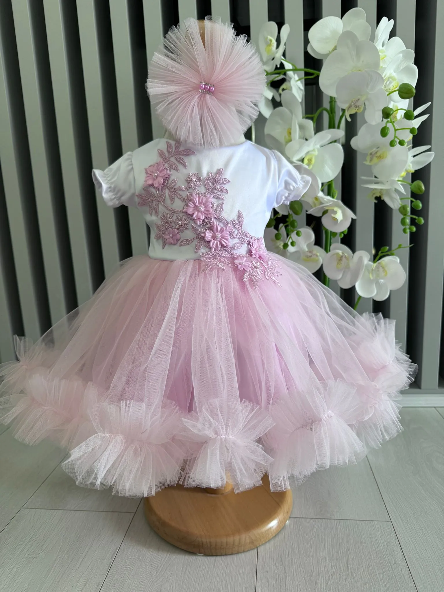 Rochiță Botez White Pink Flower PHOTO