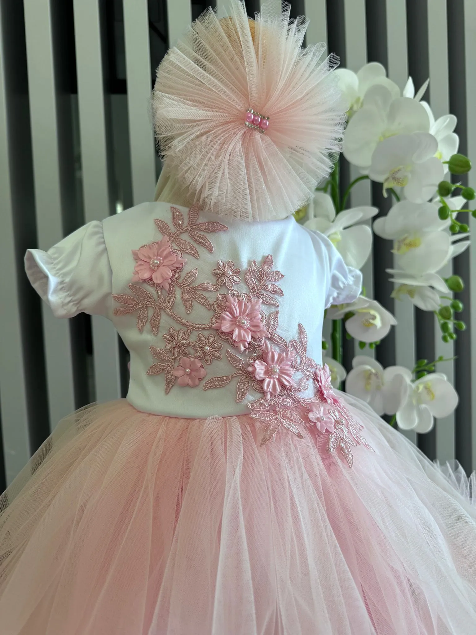 Rochiță Botez White Pink Flower PHOTO